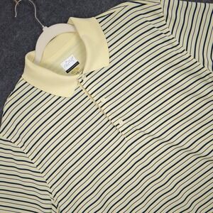 Greg Norman PLAY DRY Mens Polo Shirt Striped Yellow Blue Black Short Sleeve L